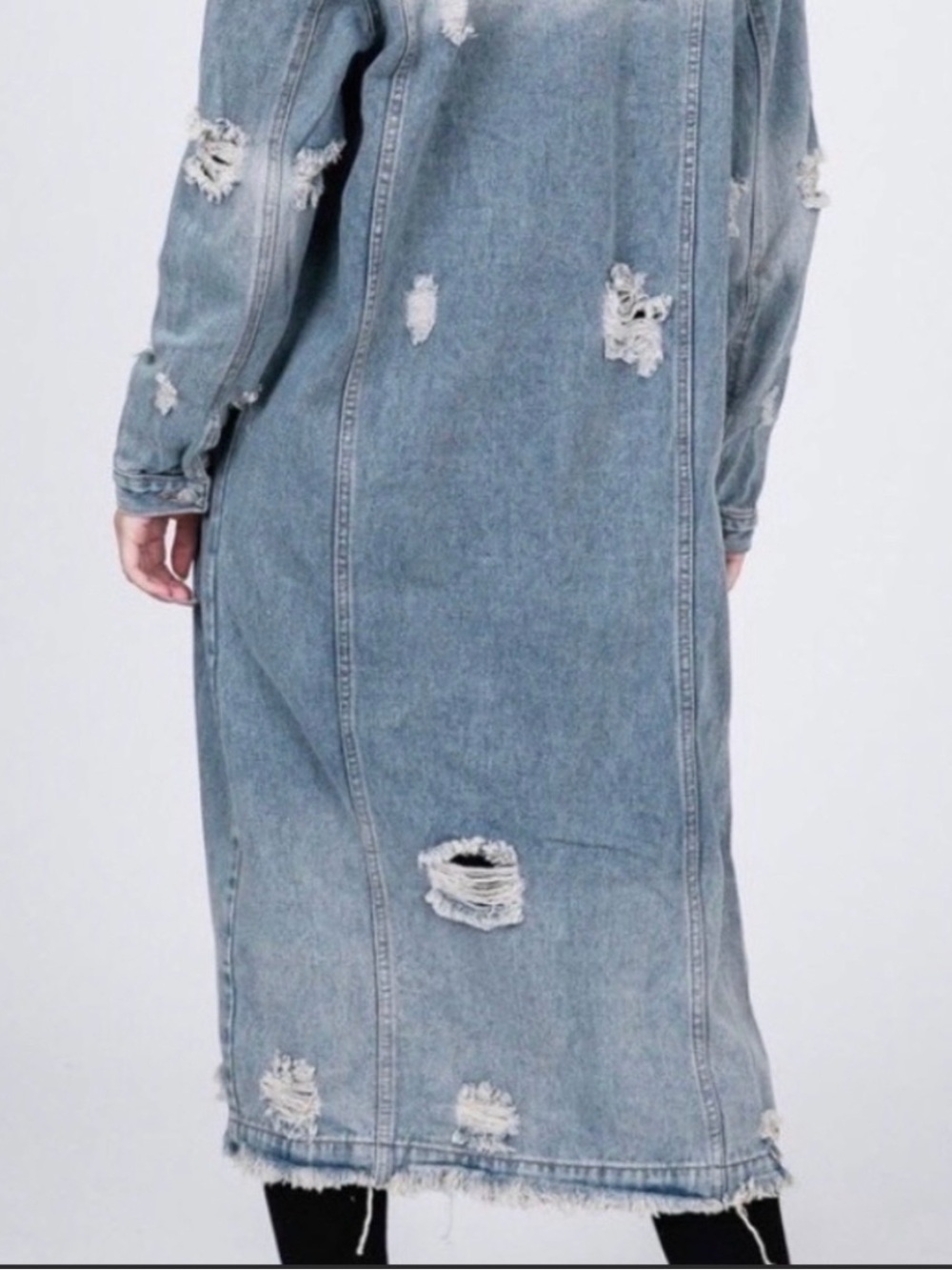 Steve Madden Faded Light Blue Denim Long Jacket